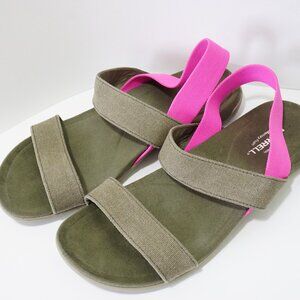 Merrell District Finlay Sandal Olive and Pink Straps W 10